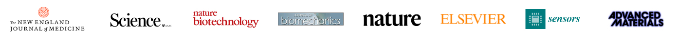 The New England Journal of Medicine, Science, Nature Biotechnology, Journal of Biomechanics, Nature, Elsevier, Sensors and Advanced Materials